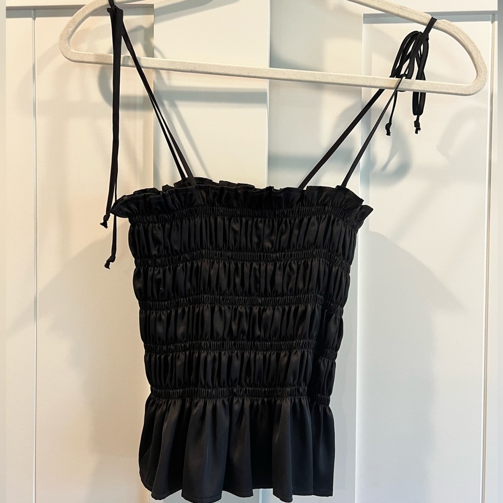 Black satin top
